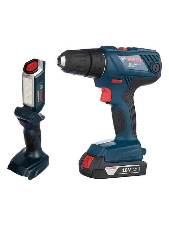 Двухскоростная безударная дрель-шуруповёрт Bosch GSR 180 LI+GLI 180 LI с аккумуляторным фонарём