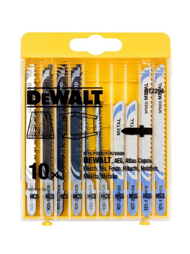 Набор пилок по дереву и металлу для лобзика DEWALT DT2294-QZ 10шт