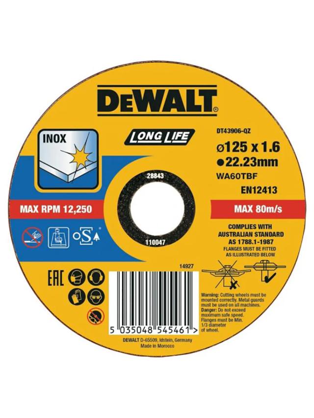 Круг отрезной по металлу 1.6 х 125 мм DeWalt DT43906-QZ