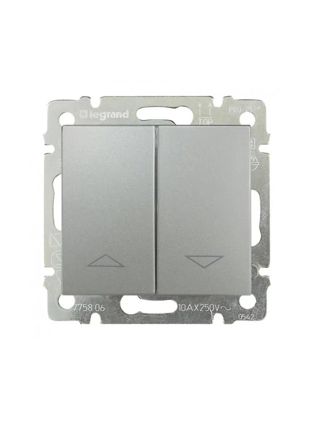 Переключатель с механической блокировкой 2 клавиши 10A IP20 Legrand 770104 алюминий