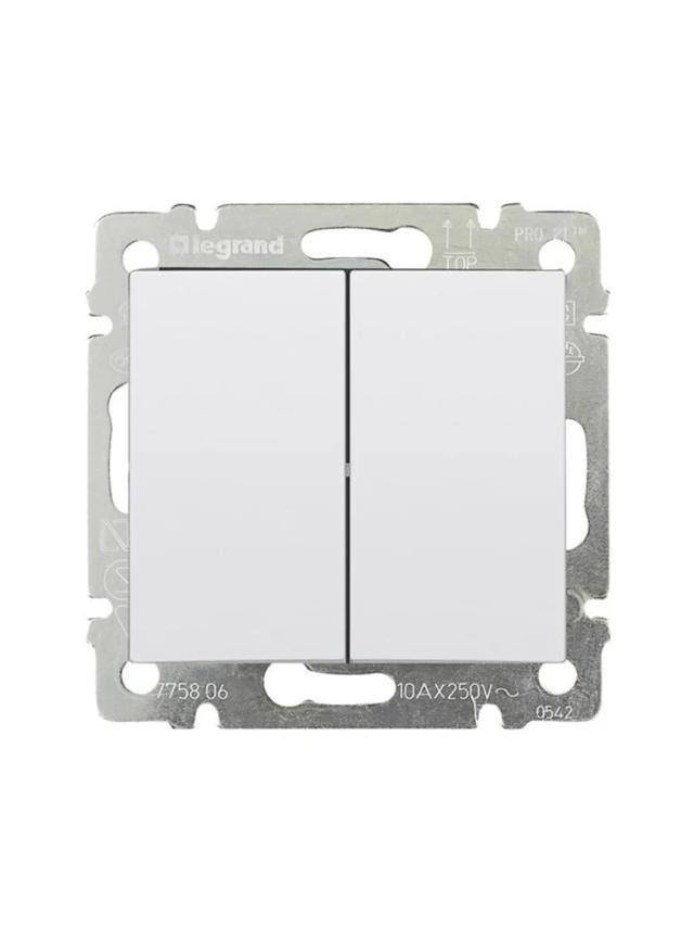 Выключатель без фиксации перекидной 2 клавиши 10A IP31 Legrand 774218 белый