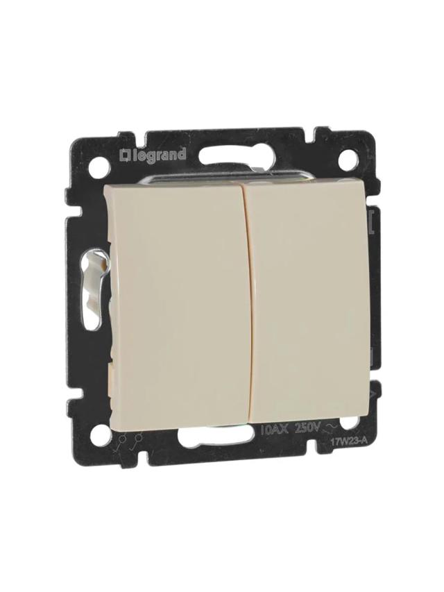 Выключатель 2 клавиши 10A IP20 Legrand 774305 слоновая кость