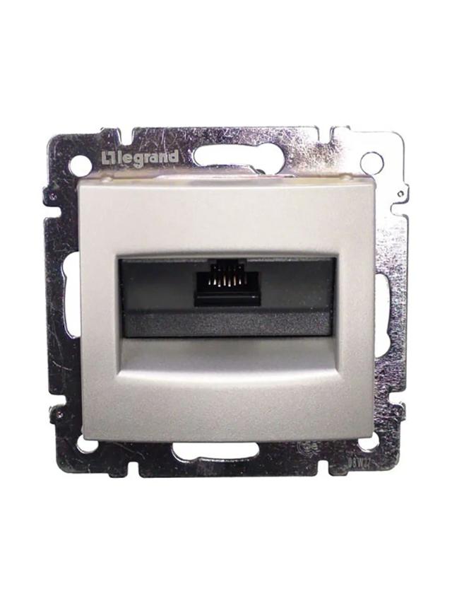 Розетка компьютерная 1 вход RJ45 8 контактов CAT-6 Legrand 770246 алюминий