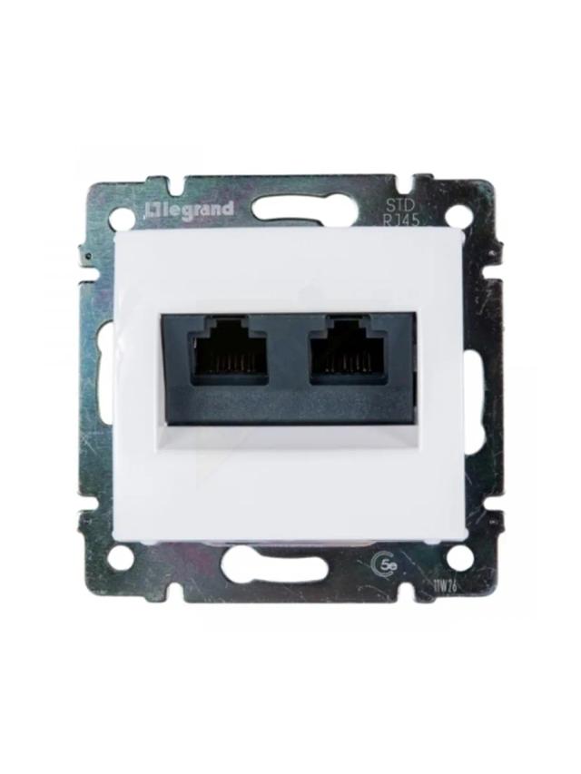 Розетка компьютерная 2 входа RJ45 CAT-6 Legrand 774233 белый