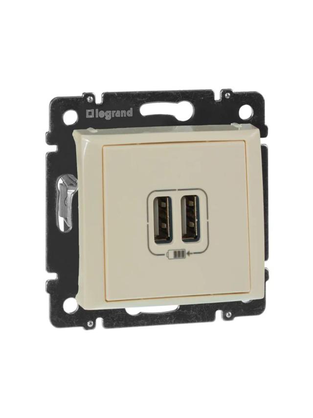 Розетка USB для зарядки двойная Legrand 774170 слоновая кость