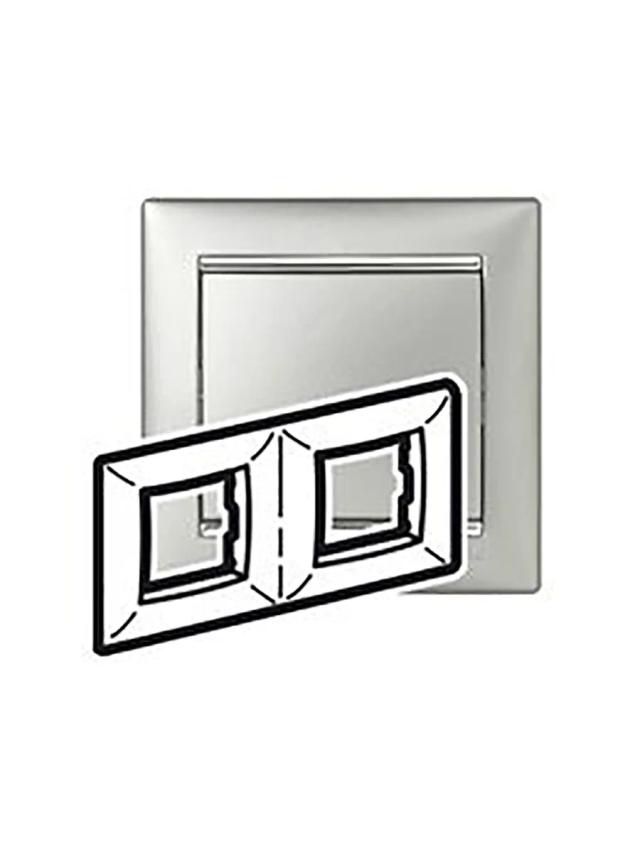 Рамка двухпостовая 153х82мм Legrand 770352 алюминий / серебряный штрих