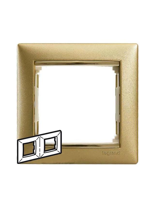 Рамка двухпостовая 153х82мм Legrand 770302 матовое золото