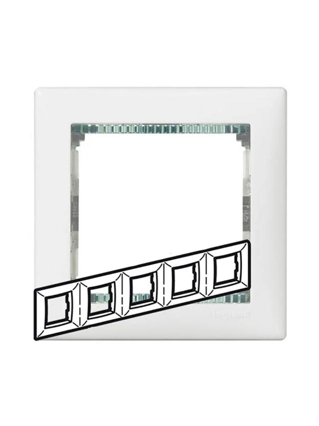 Рамка 5 постов 366х82мм Legrand 774465 белый / кристалл