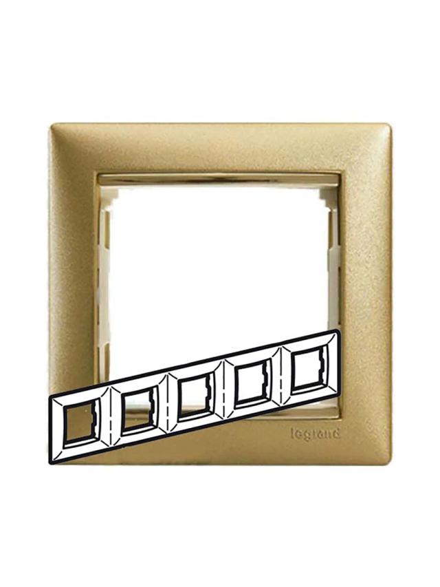 Рамка 5 постов 366х82мм Legrand 770305 матовое золото