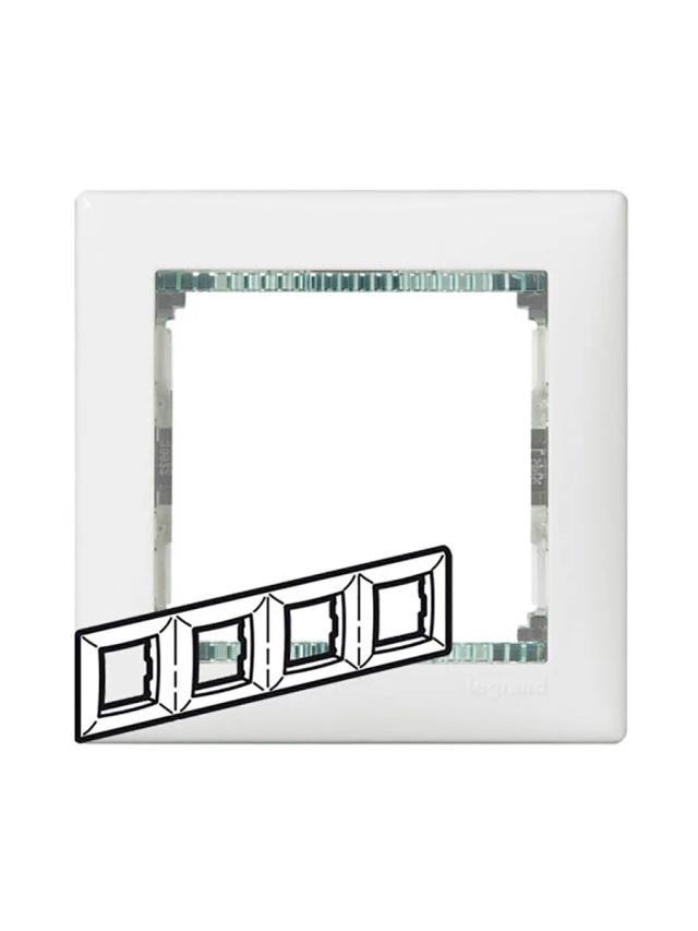 Рамка 4 поста 295х82мм Legrand 774464 белый / кристалл