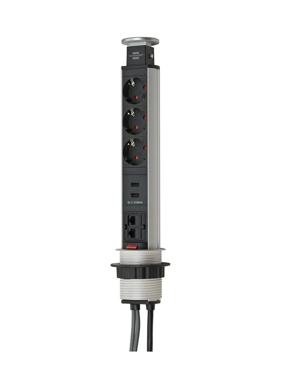 Удлинитель-башня с USB и RJ45 3х 2м Power Tower Brennenstuhl (1396200023)