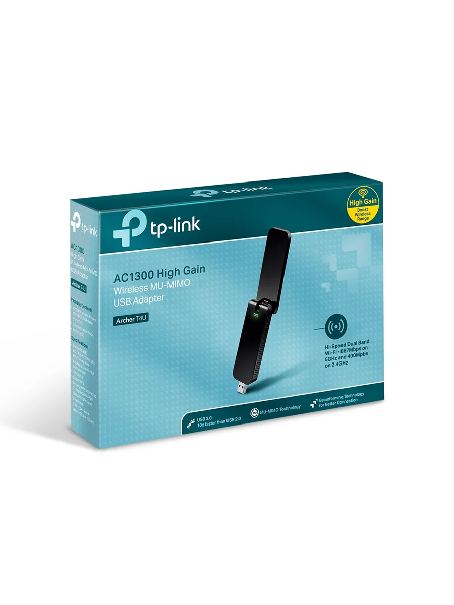 Wi-Fi USB-адаптер 2.4/5 ГГц TP-Link Archer T4U AC1300 двухдиапазонный
