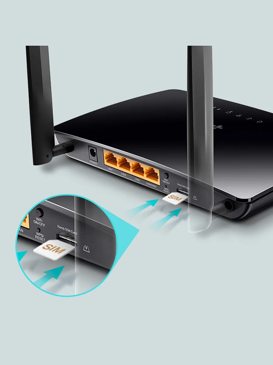Wi-Fi роутер 2.4/5 ГГц 733 Мбит/сек TP-Link Archer MR200 V5.2 с поддержкой 4G LTE двухпозиционный