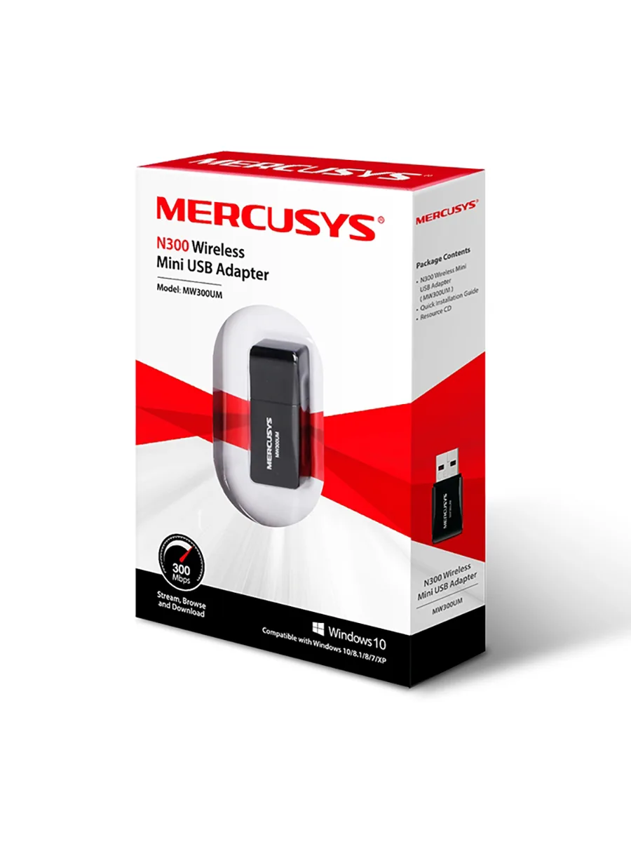 Wi-Fi USB-адаптер 2.4 ГГц 300 Мбит/сек Mercusys MW300UM