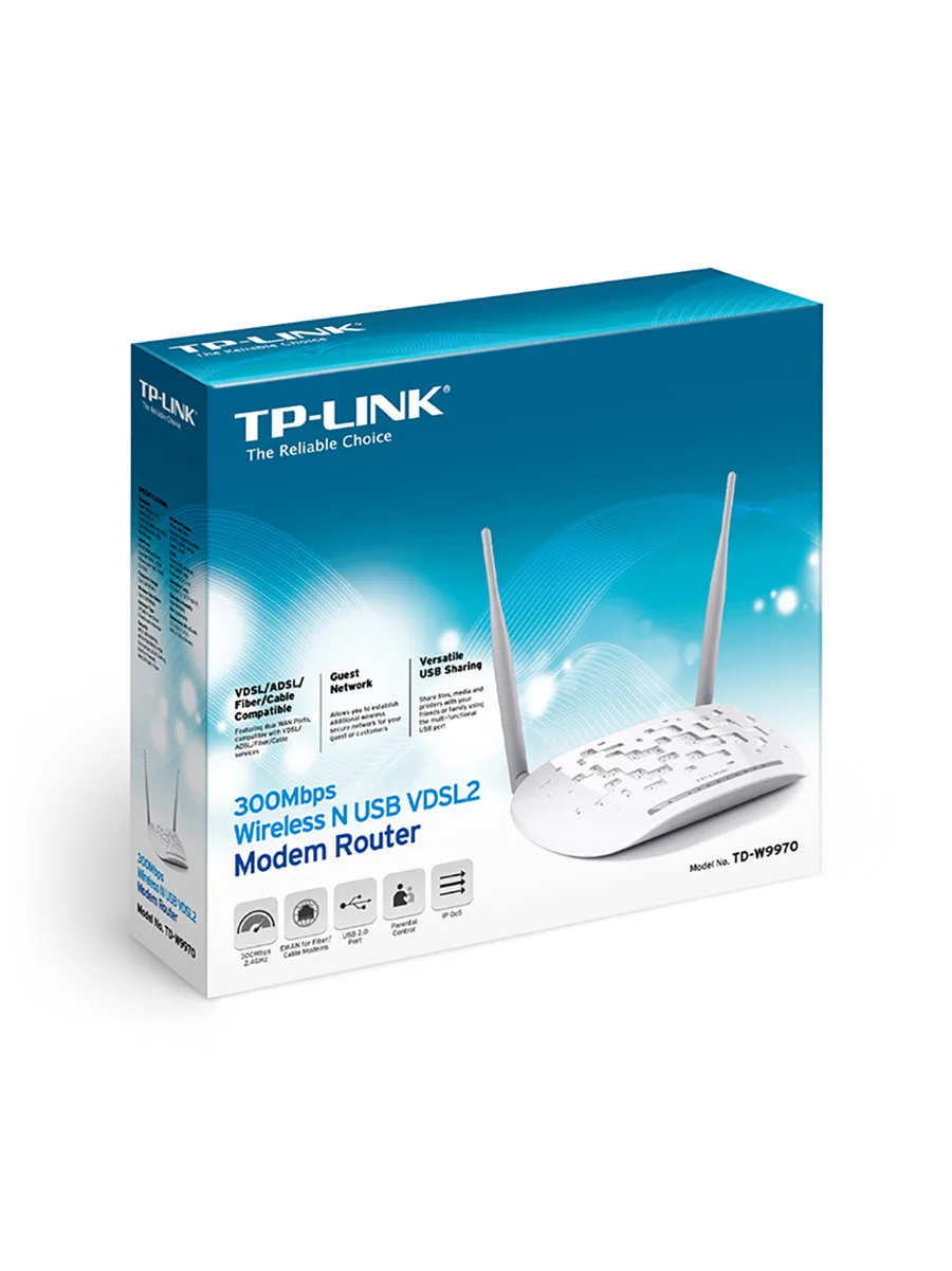 Wi-Fi роутер DSL 2.4 ГГц 300 Мбит/сек TP-Link TD-W9970