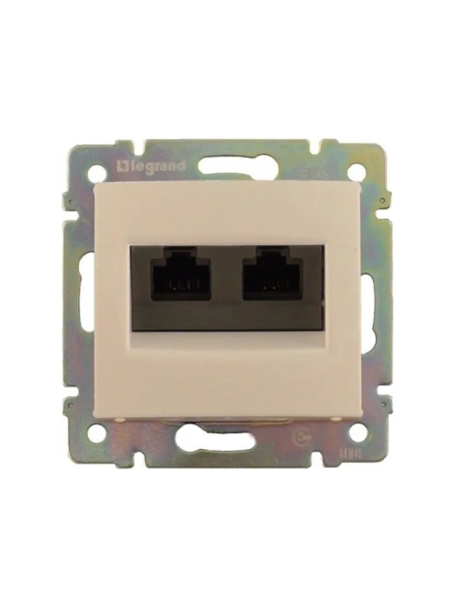 Розетка компьютерная 2 входа RJ45 CAT-6 Legrand 774133 слоновая кость